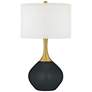 Color Plus Nickki Brass 30 1/2" Black Of Night Modern Glass Table Lamp