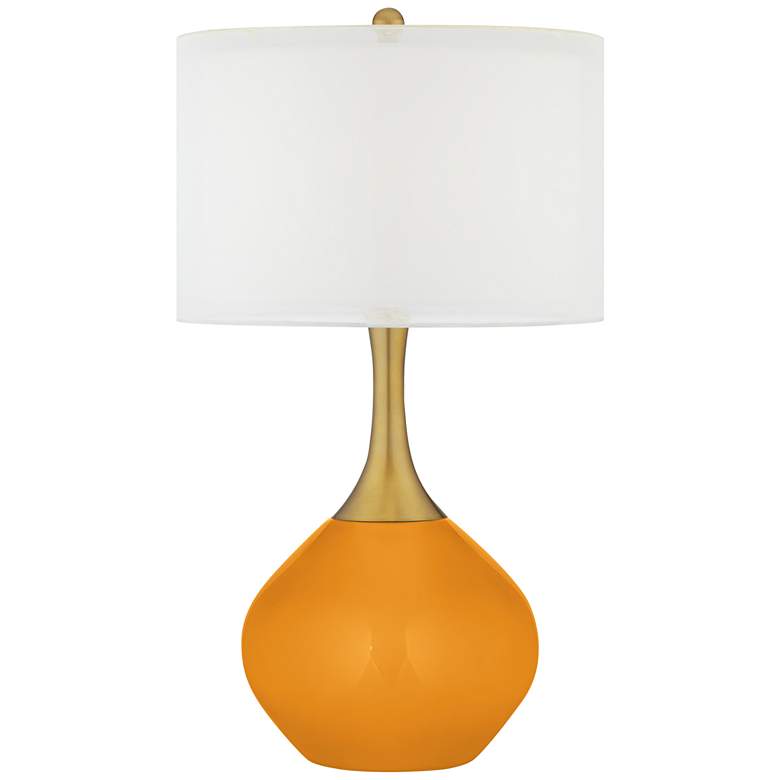 Image 1 Color Plus Nickki Brass 30 1/2" Carnival Orange Table Lamp