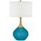 Color Plus Nickki Brass 30 1/2" Coastal Caribbean Sea Blue Table Lamp