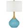 Color Plus Nickki Brass 30 1/2" Coastal Modern Nautilus Blue Lamp