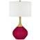 Color Plus Nickki Brass 30 1/2" French Burgundy Red Modern Table Lamp