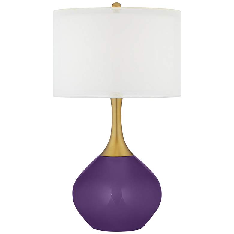 Image 1 Color Plus Nickki Brass 30 1/2" High Acai Purple Modern Table Lamp