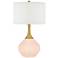Color Plus Nickki Brass 30 1/2" High Linen Pink Modern Table Lamp