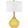 Color Plus Nickki Brass 30 1/2" High Modern Daffodil Yellow Table Lamp