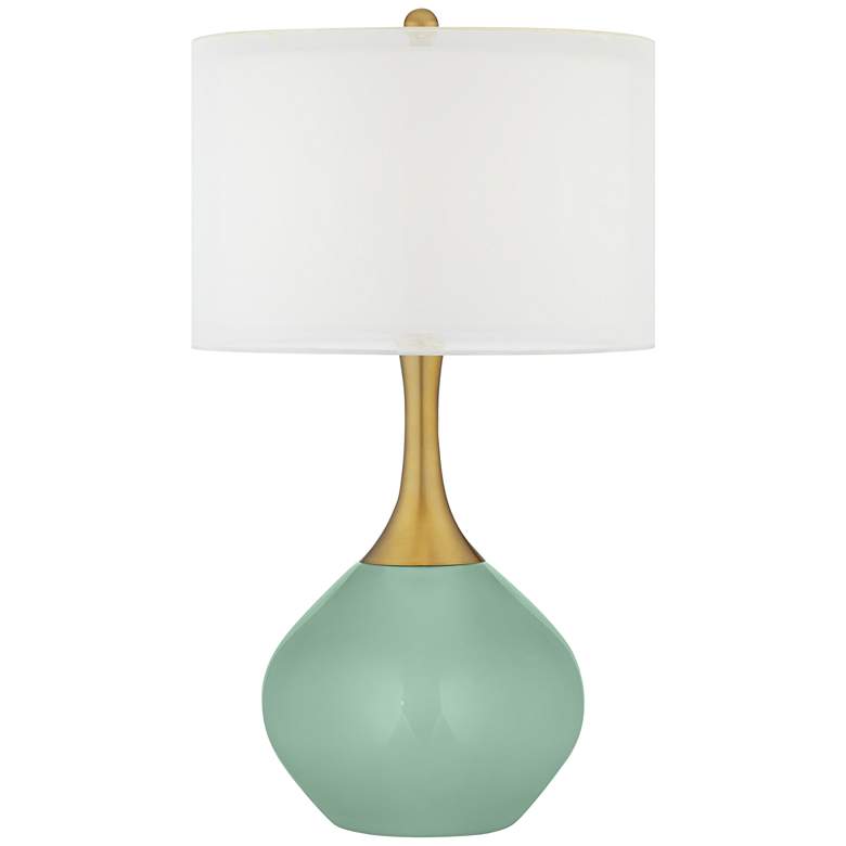 Image 1 Color Plus Nickki Brass 30 1/2" High Modern Grayed Jade Table Lamp