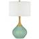 Color Plus Nickki Brass 30 1/2" High Modern Grayed Jade Table Lamp