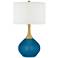 Color Plus Nickki Brass 30 1/2" High Modern Mykonos Blue Table Lamp