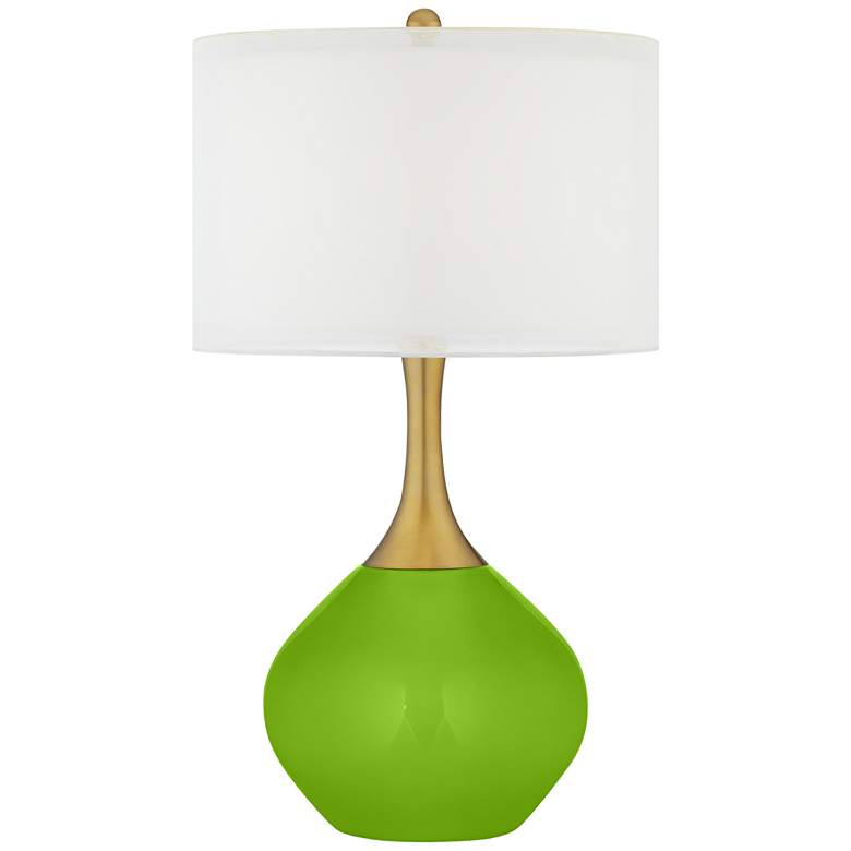 Image 1 Color Plus Nickki Brass 30 1/2" High Modern Neon Green Table Lamp