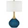 Color Plus Nickki Brass 30 1/2" High Modern Oceanside Blue Table Lamp
