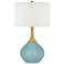 Color Plus Nickki Brass 30 1/2" High Modern Raindrop Blue Table Lamp