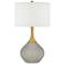 Color Plus Nickki Brass 30 1/2" High Modern Requisite Gray Table Lamp