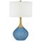Color Plus Nickki Brass 30 1/2" High Modern Secure Blue Table Lamp