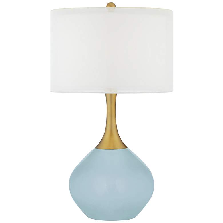 Image 1 Color Plus Nickki Brass 30 1/2" High Vast Sky Blue Modern Table Lamp