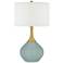Color Plus Nickki Brass 30 1/2" Modern Aqua-Sphere Blue Table Lamp