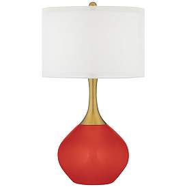 Image1 of Color Plus Nickki Brass 30 1/2" Modern Cherry Tomato Red Table Lamp