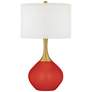 Color Plus Nickki Brass 30 1/2" Modern Cherry Tomato Red Table Lamp