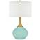 Color Plus Nickki Brass 30 1/2" Modern Coastal Cay Blue Table Lamp