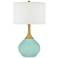 Color Plus Nickki Brass 30 1/2" Modern Coastal Cay Blue Table Lamp