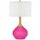 Color Plus Nickki Brass 30 1/2" Modern Glass Fuchsia Pink Table Lamp