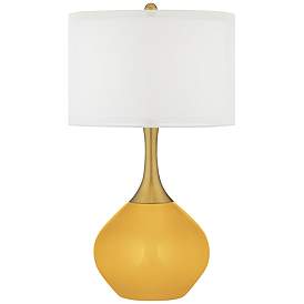 Image1 of Color Plus Nickki Brass 30 1/2" Modern Goldenrod Yellow Table Lamp