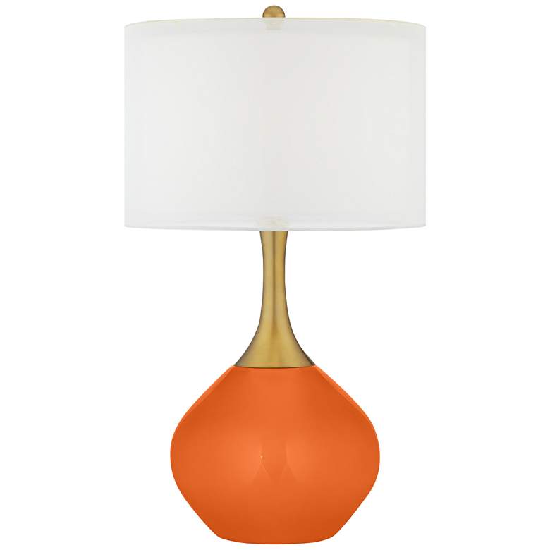 Image 1 Color Plus Nickki Brass 30 1/2" Modern Invigorate Orange Table Lamp