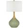 Color Plus Nickki Brass 30 1/2" Modern Majolica Green Table Lamp
