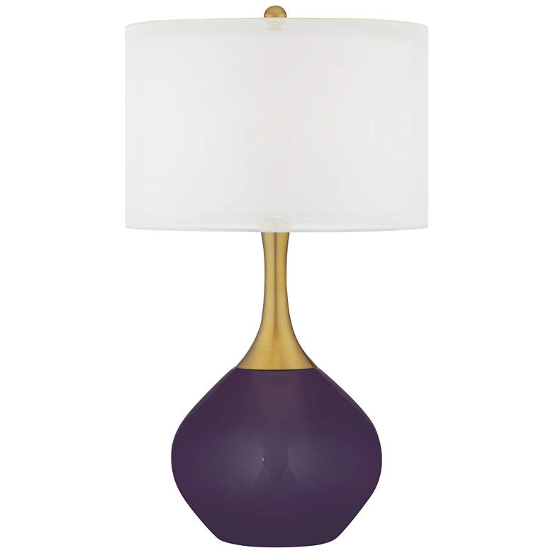 Image 1 Color Plus Nickki Brass 30 1/2" Modern Quixotic Plum Purple Table Lamp