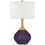 Color Plus Nickki Brass 30 1/2" Modern Quixotic Plum Purple Table Lamp