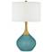 Color Plus Nickki Brass 30 1/2" Modern Reflecting Pool Blue Table Lamp