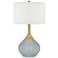 Color Plus Nickki Brass 30 1/2" Modern Uncertain Gray Table Lamp