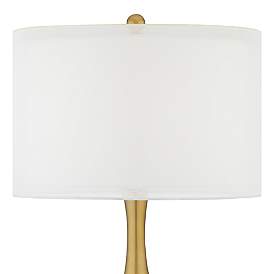 Image2 of Color Plus Nickki Brass 30 1/2" Naval Blue Modern Glass Table Lamp more views