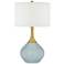 Color Plus Nickki Brass 30 1/2" Rain Blue Modern Table Lamp