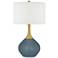 Color Plus Nickki Brass 30 1/2" Smoky Blue Modern Table Lamp