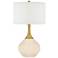 Color Plus Nickki Brass 30 1/2" Steamed Milk White Modern Table Lamp