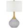 Color Plus Nickki Brass 30 1/2" Swanky Gray Modern Table Lamp