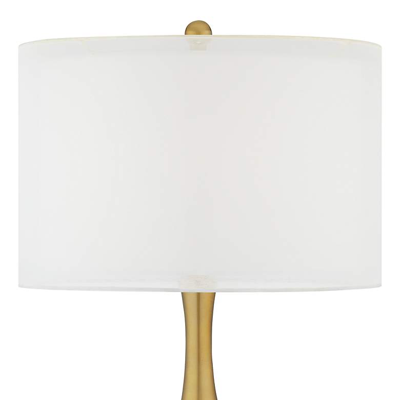 Image 2 Color Plus Nickki Brass and Winter White Modern Glass Table Lamp more views
