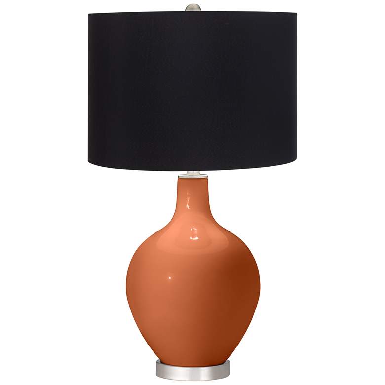Image 1 Color Plus Ovo 28 1/2" Black Drum Shade Robust Orange Table Lamp