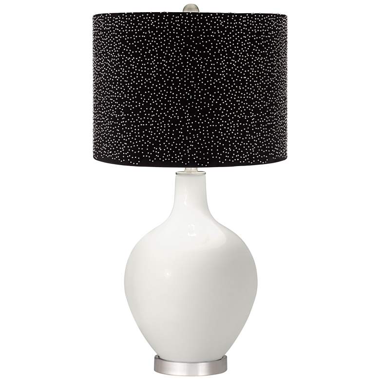 Image 1 Color Plus Ovo 28 1/2" Black Gold Shade Winter White Table Lamp