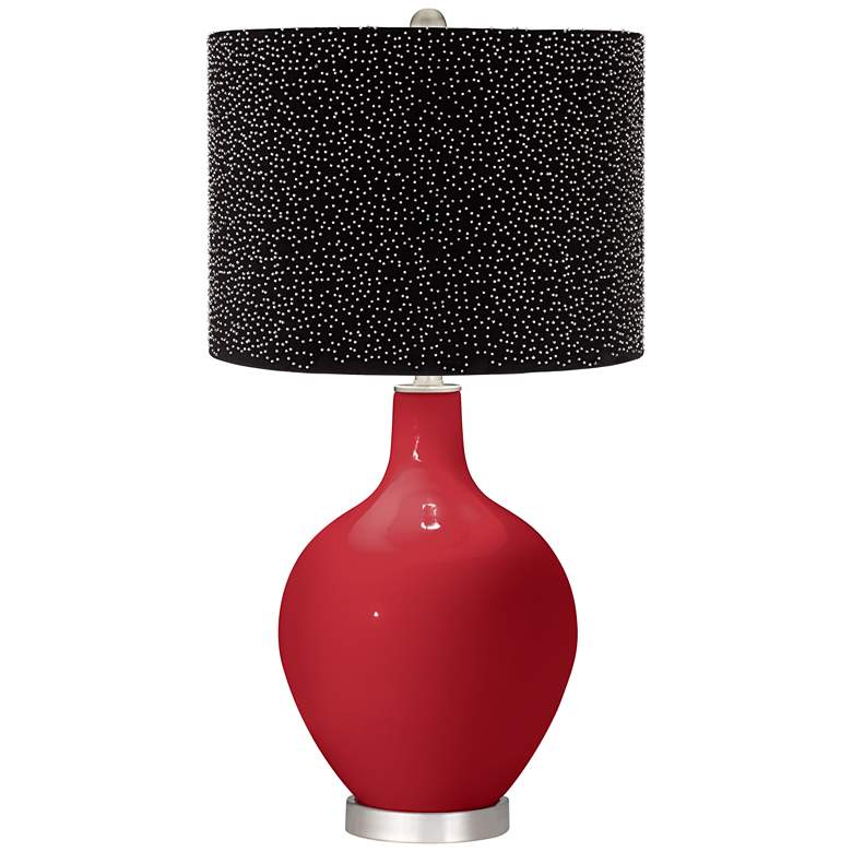 Image 1 Color Plus Ovo 28 1/2" Black Scatter Gold Shade Ribbon Red Table Lamp