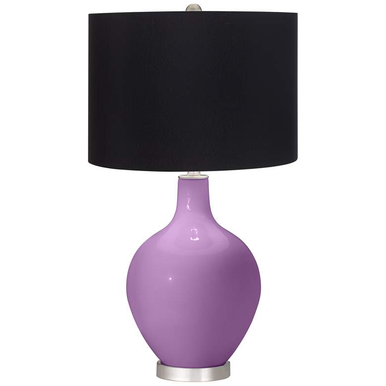 Image 1 Color Plus Ovo 28 1/2" Black Shade African Violet Purple Table Lamp