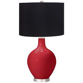 Image1 of Color Plus Ovo 28 1/2" Black Shade and Ribbon Red Glass Table Lamp