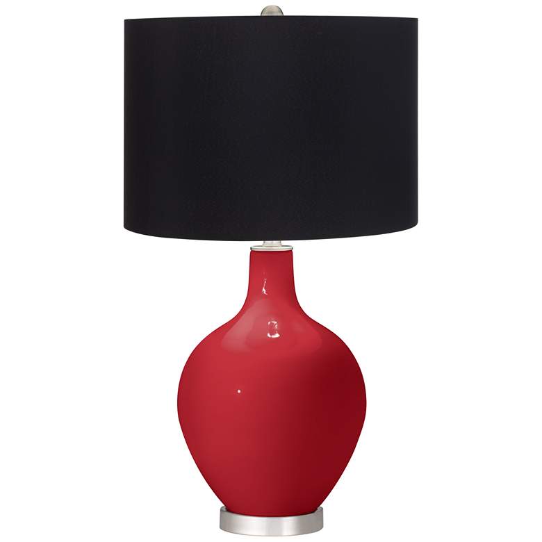 Image 1 Color Plus Ovo 28 1/2 inch Black Shade and Ribbon Red Glass Table Lamp