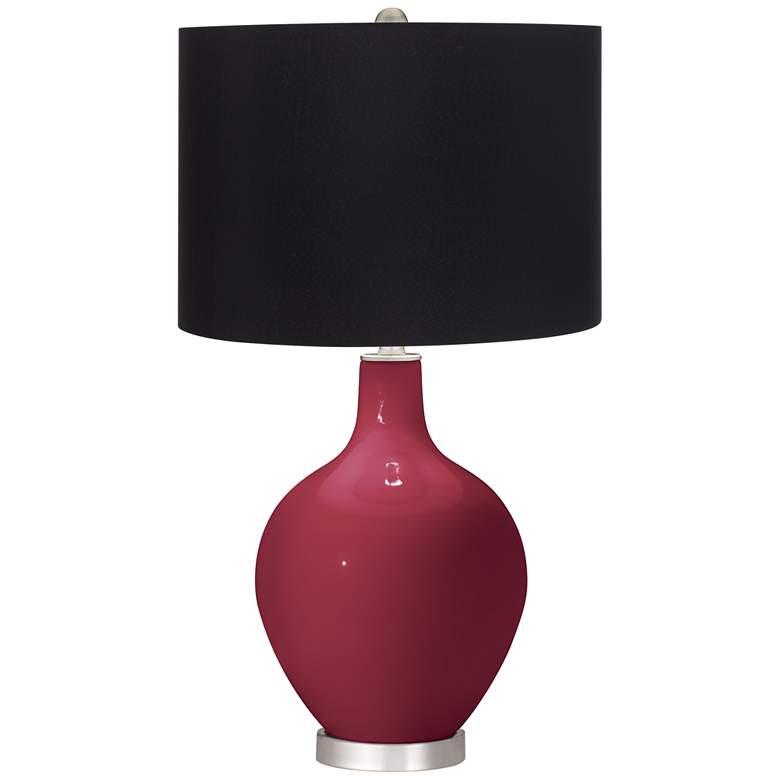 Image 1 Color Plus Ovo 28 1/2" Black Shade Antique Red Table Lamp