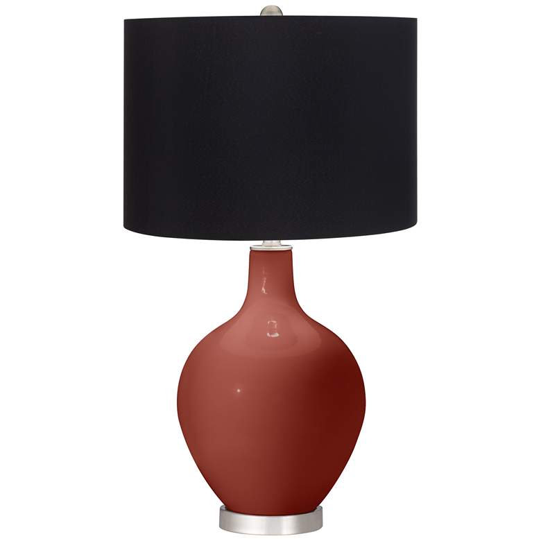 Image 1 Color Plus Ovo 28 1/2" Black Shade Madeira Red Table Lamp