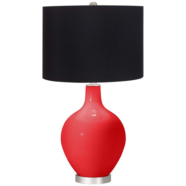Image 1 Color Plus Ovo 28 1/2" Black Shade Poppy Red Table Lamp