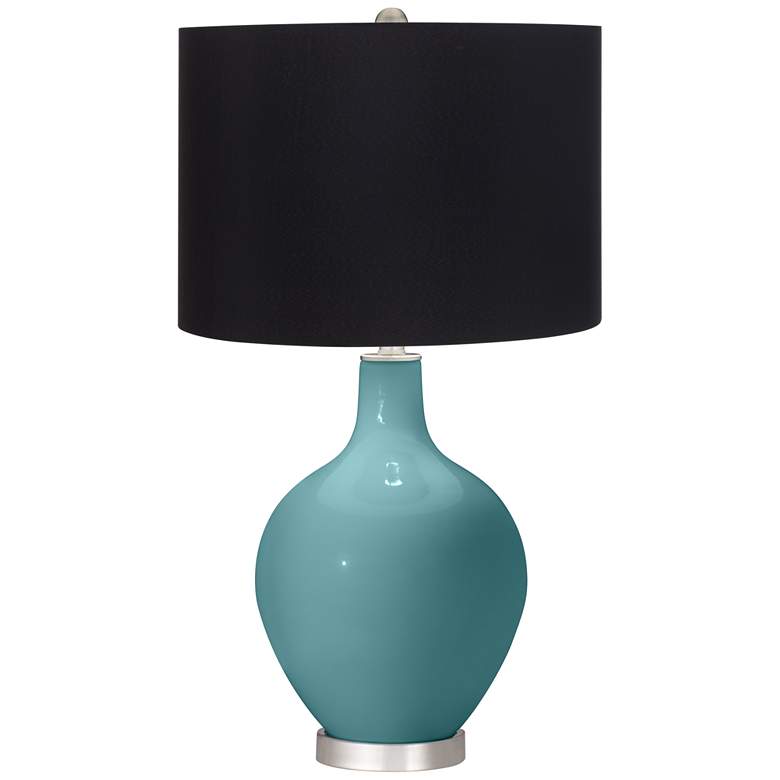 Image 1 Color Plus Ovo 28 1/2" Black Shade Reflecting Pool Blue Table Lamp