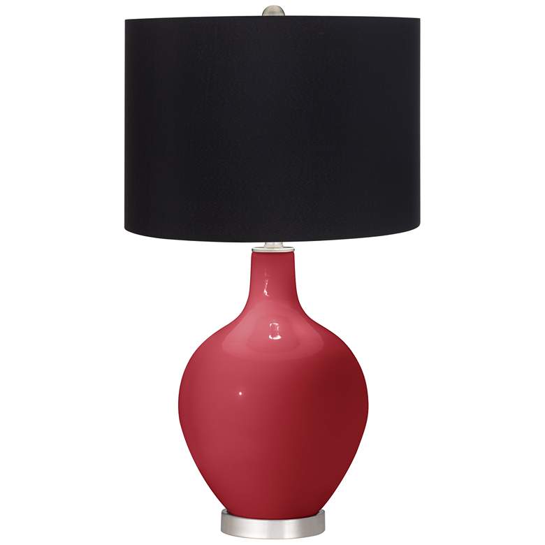 Image 1 Color Plus Ovo 28 1/2" Black Shade Samba Red Table Lamp
