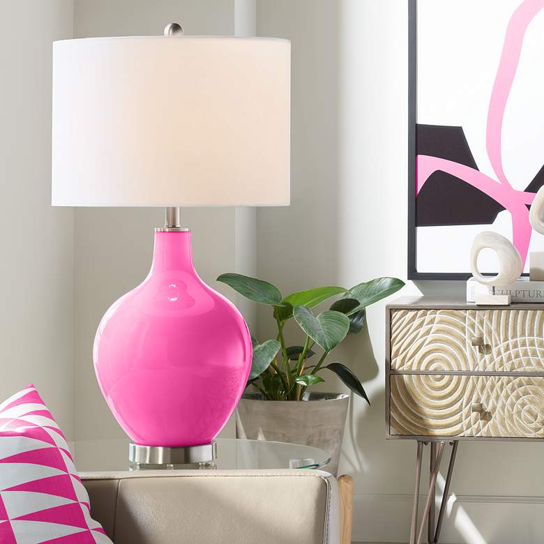 Image 1 Color Plus Ovo 28 1/2" Blossom Pink Glass Table Lamp