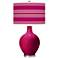 Color Plus Ovo 28 1/2" Bold Stripe French Burgundy Red Table Lamp
