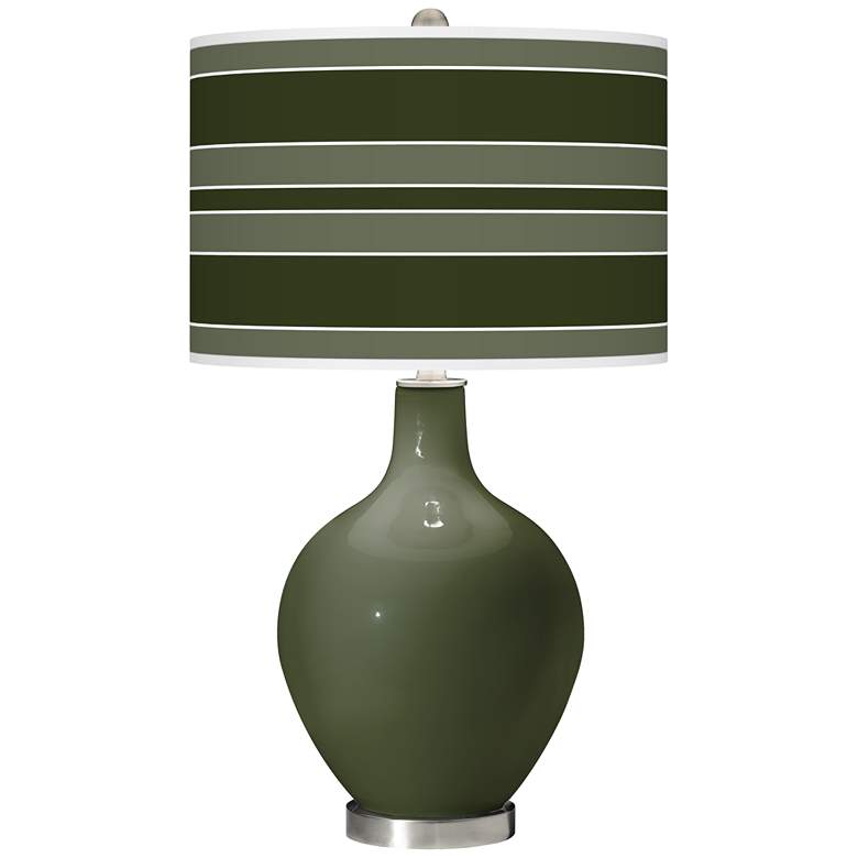 Image 1 Color Plus Ovo 28 1/2" Bold Stripe Secret Garden Green Table Lamp